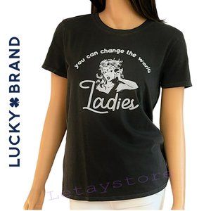 NWT Lucky Brand You Can Change the World Graphic Print Soft Cotton T-Shirt Top